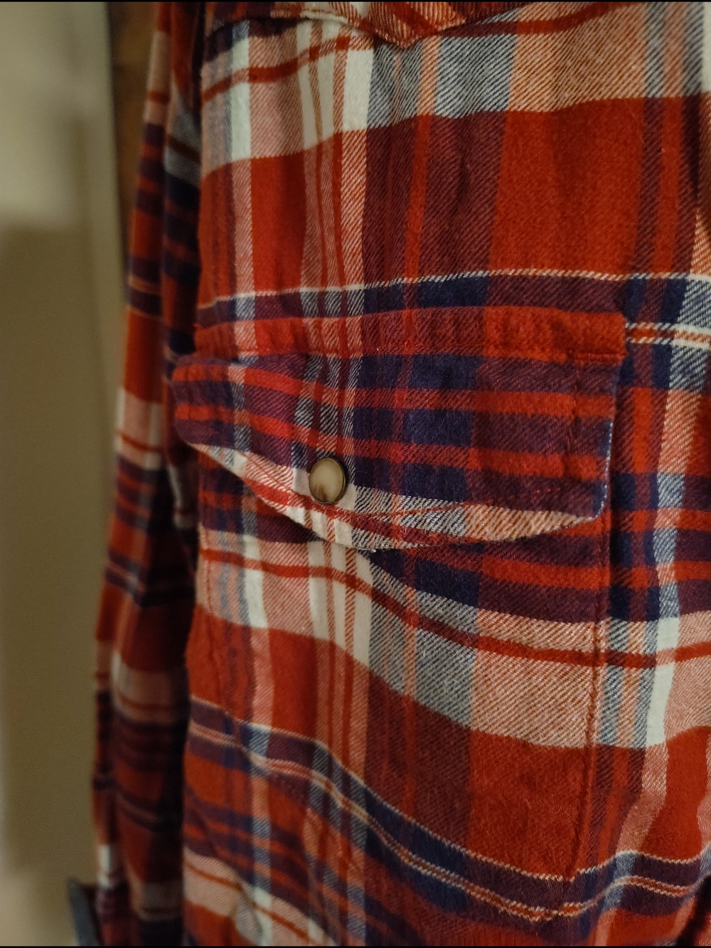 XL JACHS Girlfriend Super-Soft Flannel Red and Navy Plaid Button-Down Shirt - Picture 5 of 13